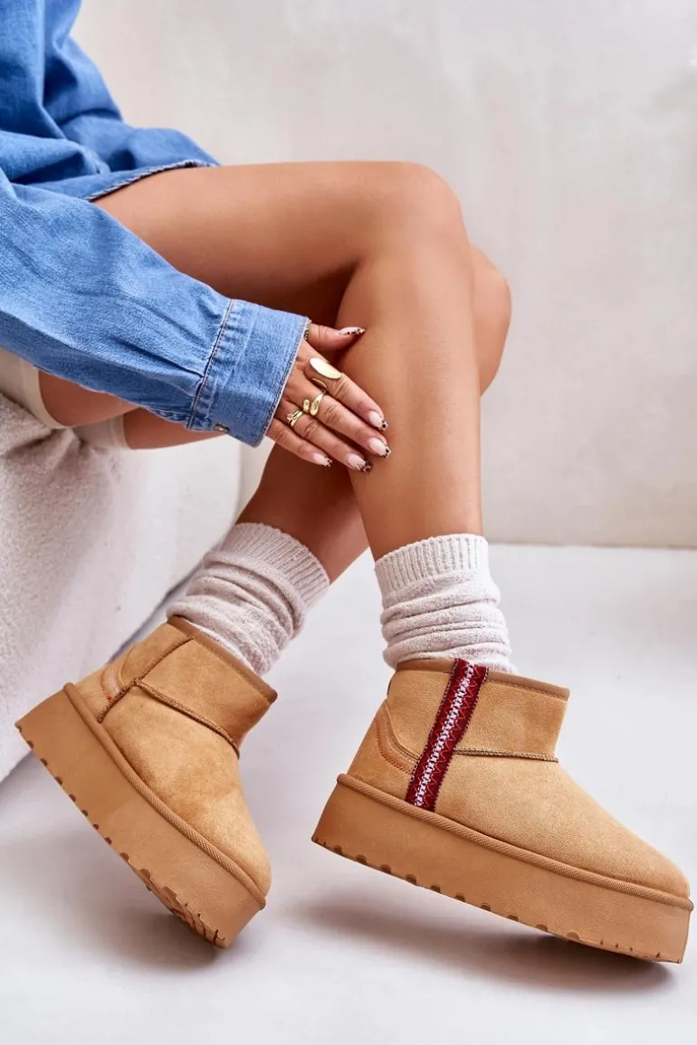 Śniegowce Damskie Na Platformie Ocieplane Camel Lomessa