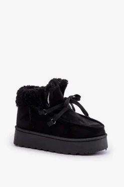 Śniegowce Damskie Na Platformie Z Futerkiem Typu Branek Czarne Ciabellae