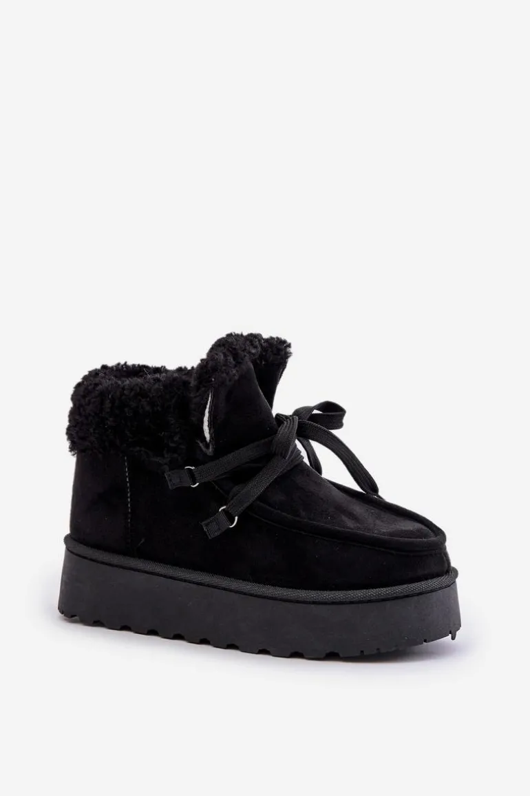 Śniegowce Damskie Na Platformie Z Futerkiem Typu Branek Czarne Ciabellae