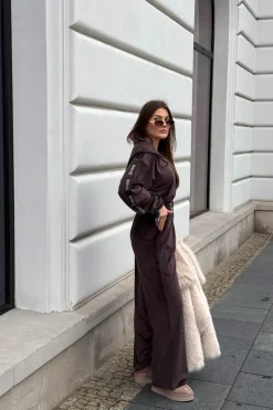 Śniegowce Damskie Na Platformie Z Futerkiem I Haftem Ciemnobeżowe Querina