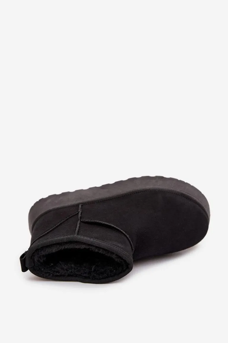 Śniegowce Damskie Na Platformie Ocieplane Futerkiem Czarne Vesirae