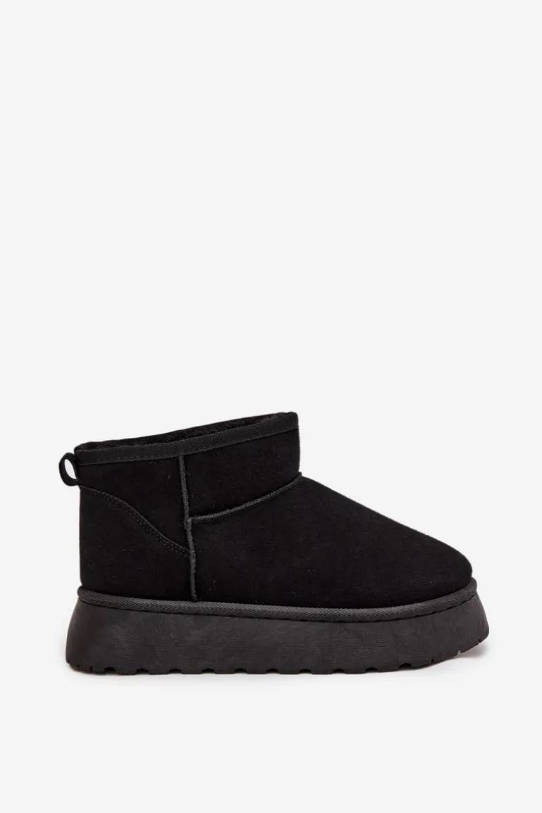 Śniegowce Damskie Na Platformie Ocieplane Futerkiem Czarne Vesirae