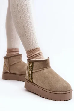 Śniegowce Damskie Na Platformie Ocieplane Zielone Lomessa