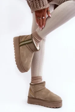 Śniegowce Damskie Na Platformie Ocieplane Zielone Lomessa