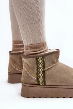 Śniegowce Damskie Na Platformie Ocieplane Zielone Lomessa