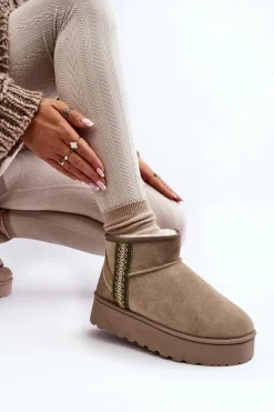 Śniegowce Damskie Na Platformie Ocieplane Zielone Lomessa