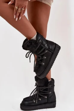 Śniegowce Damskie Na Platformie Z Futerkiem D.Franklin DFSH37005 Czarne