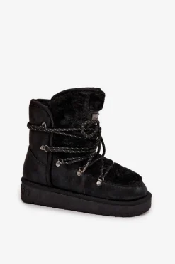 Śniegowce Damskie Na Platformie Z Futerkiem D.Franklin DFSH37005 Czarne