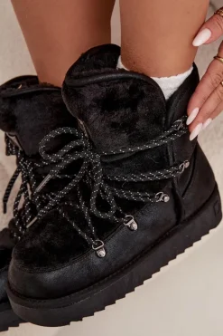 Śniegowce Damskie Na Platformie Z Futerkiem D.Franklin DFSH37005 Czarne