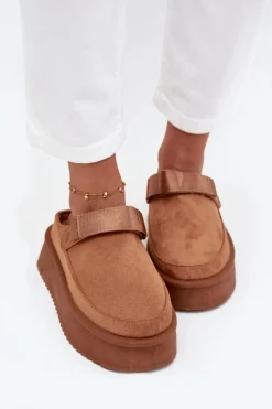 Śniegowce Damskie Na Platformie Z Rzepem Camel Jorielle