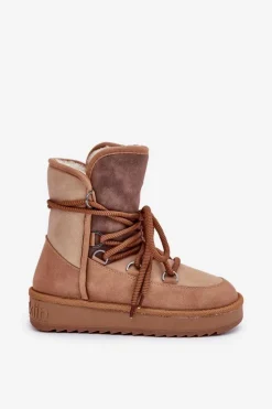 Śniegowce Damskie Na Platformie Z Wiązaniem D.Franklin DFSH370013 Camel