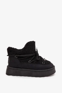Śniegowce Damskie Na Platformie Z Futerkiem Typu Baranek Big Star SS274109 Czarne