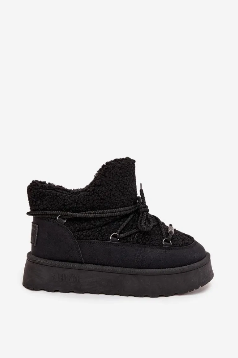 Śniegowce Damskie Na Platformie Z Futerkiem Typu Baranek Big Star SS274109 Czarne