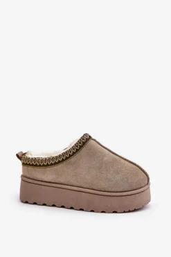 Śniegowce Damskie Na Platformie Ocieplane Futerkiem Zielone Remenia