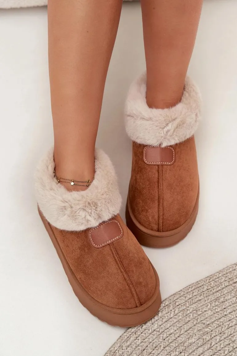 Śniegowce Damskie Na Platformie Z Futerkiem Camel Calyra