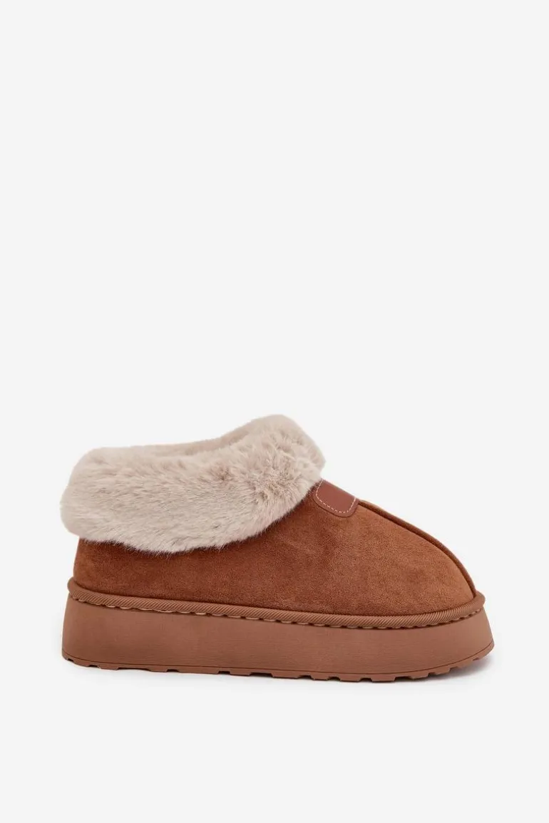 Śniegowce Damskie Na Platformie Z Futerkiem Camel Calyra