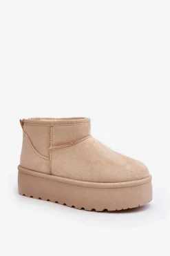 Śniegowce Damskie Na Platformie Jasnobeżowe Mennja