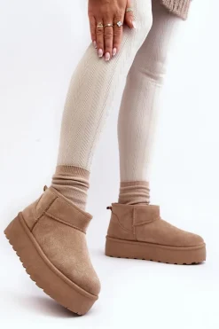 Śniegowce Damskie Na Platformie Beżowe Mennja