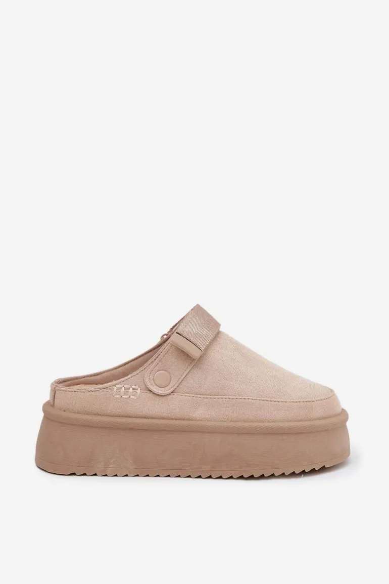 Śniegowce Damskie Na Platformie Z Rzepem Jasnobeżowe Jorielle