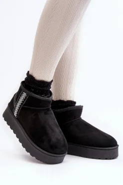 Śniegowce Damskie Na Platformie Ocieplane Czarne Lomessa