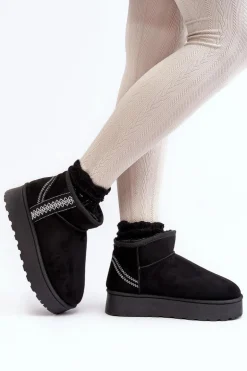 Śniegowce Damskie Na Platformie Ocieplane Czarne Lomessa