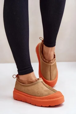 Śniegowce Damskie Na Platformie Z Niską Cholewką Camel Izamine