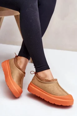 Śniegowce Damskie Na Platformie Z Niską Cholewką Camel Izamine