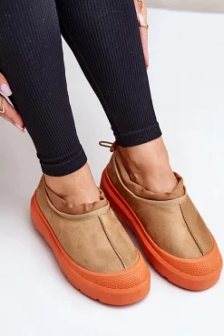 Śniegowce Damskie Na Platformie Z Niską Cholewką Camel Izamine