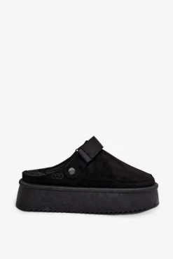 Śniegowce Damskie Na Platformie Z Rzepem Czarne Jorielle