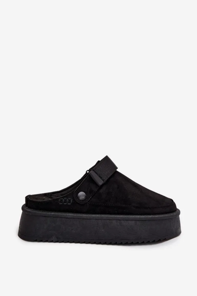 Śniegowce Damskie Na Platformie Z Rzepem Czarne Jorielle