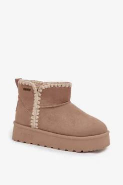 Śniegowce Damskie Na Platformie Z Przeszyciami Big Star SS274129 Beżowe