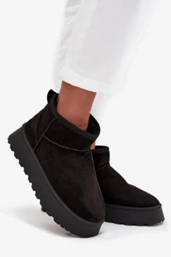 Śniegowce Damskie Na Platformie Czarne Celyra