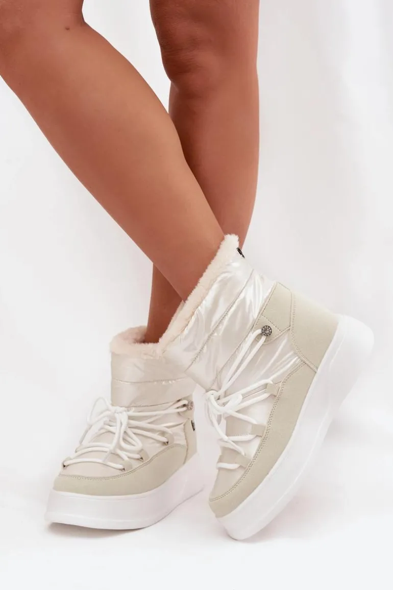 Śniegowce Damskie Na Platformie Lee Cooper LCJ-25-03-3815 Białe