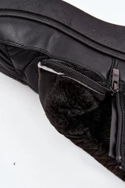 Śniegowce Damskie Na Platformie Ocieplane Futerkiem Czarne Tahlira