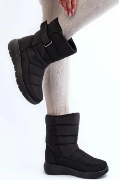 Śniegowce Damskie Na Rzep Ocieplane Czarne Jawora