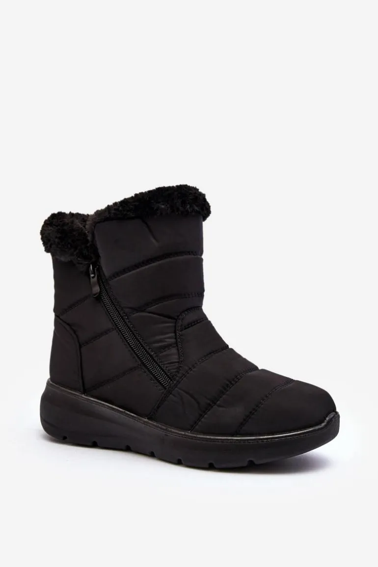 Śniegowce Damskie Na Suwak Z Futerkiem Czarne Zeuna