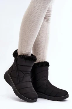 Śniegowce Damskie Na Suwak Z Futerkiem Czarne Zeuna