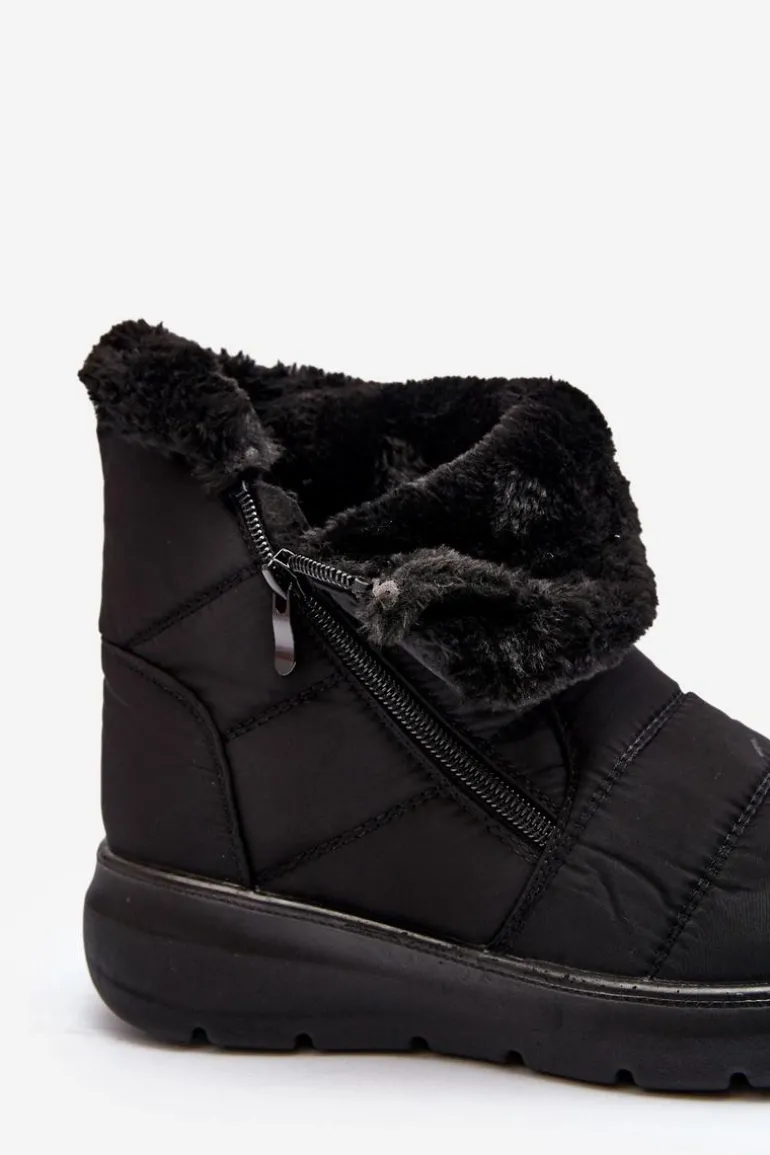Śniegowce Damskie Na Suwak Z Futerkiem Czarne Zeuna