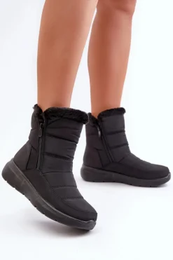 Śniegowce Damskie Na Suwak Z Futerkiem Czarne Dritane