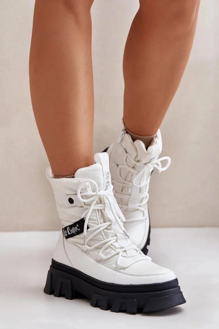 Śniegowce Damskie Na Zamek Lee Cooper LCJ-24-47-3142 Białe
