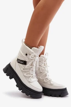 Śniegowce Damskie Na Zamek Lee Cooper LCJ-24-47-3142 Białe