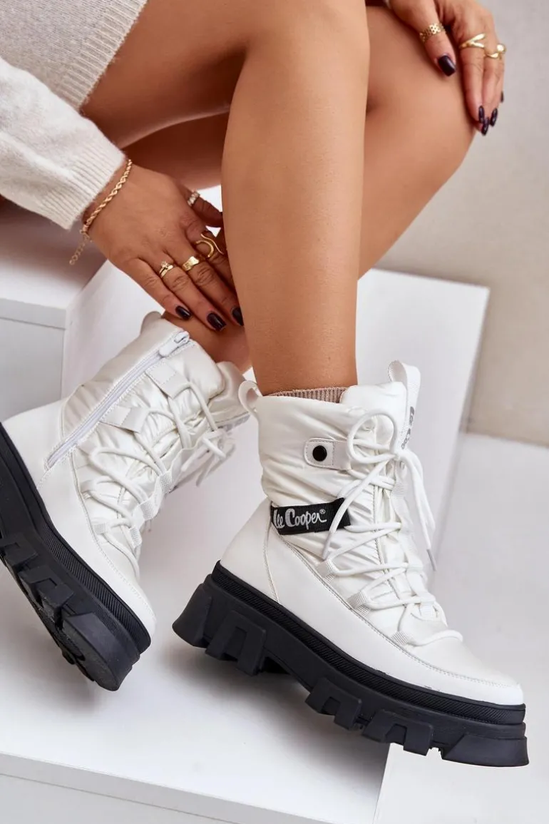 Śniegowce Damskie Na Zamek Lee Cooper LCJ-24-47-3142 Białe