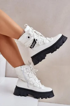 Śniegowce Damskie Na Zamek Lee Cooper LCJ-24-47-3142 Białe