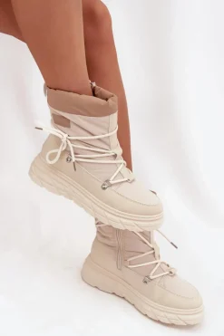 Śniegowce Damskie Na Zamek Lee Cooper LCJ-25-44-3931 Beżowe