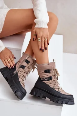 Śniegowce Damskie Na Zamek Lee Cooper LCJ-24-47-3143 Beżowe