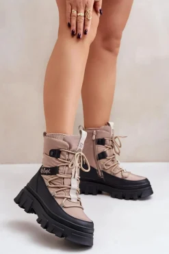 Śniegowce Damskie Na Zamek Lee Cooper LCJ-24-47-3143 Beżowe