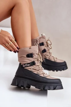 Śniegowce Damskie Na Zamek Lee Cooper LCJ-24-47-3143 Beżowe