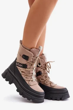 Śniegowce Damskie Na Zamek Lee Cooper LCJ-24-47-3143 Beżowe