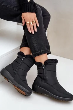 Śniegowce Damskie Na Zamek Z Futerkiem Czarne Fiorittia