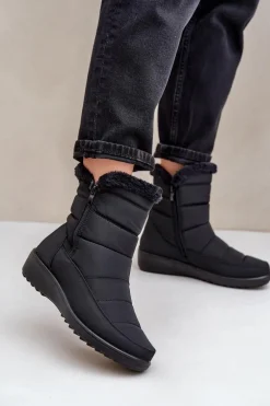 Śniegowce Damskie Na Zamek Z Futerkiem Czarne Fiorittia